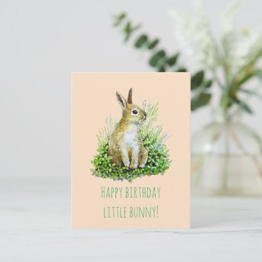 konijn verjaardag briefkaart (Staand voorkant)