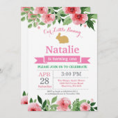 Konijn verjaardag meisje Pasen ei eerste verjaarda Kaart (Voorkant / Achterkant)