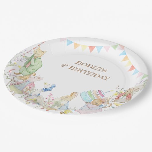 Konijn Verjaardag Parade Papieren Bordje (Gekanteld)