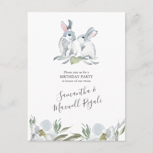 Konijn verjaardag uitnodiging briefkaart (Voorkant)