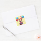 🎈 Konijn Verjaardagsfeest Thema Vierkante Sticker (Envelop)
