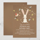 konijn - verjaardagsfeestje voor bunny woodland kaart (Voorkant / Achterkant)