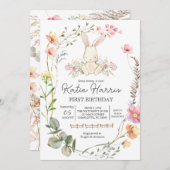 Konijn verjaardagsuitnodiging, Some bunny is one u Kaart (Voorkant / Achterkant)