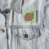 Konijn vierkante button 5,1 cm (In situ)