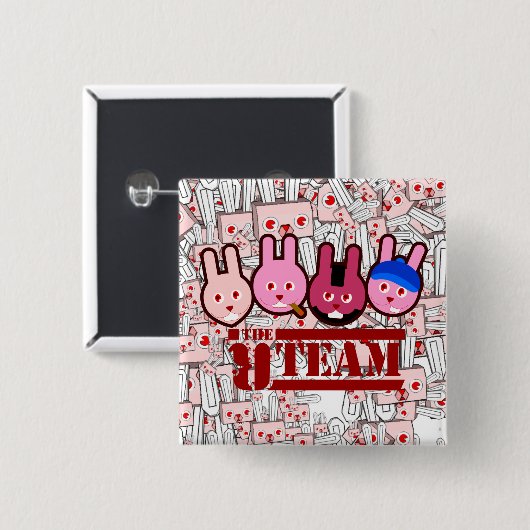 konijn vierkante button 5,1 cm (Voorkant /achterkant)