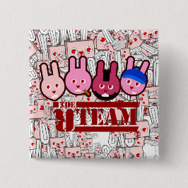 konijn vierkante button 5,1 cm