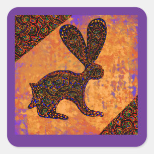 KONIJN VIERKANTE STICKER