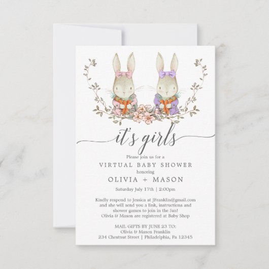  konijn - Virtuele Baby shower Kaart (Voorkant)