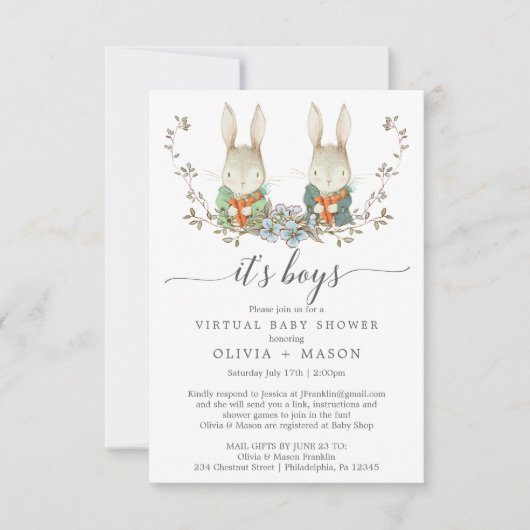  konijn - Virtuele Baby shower Kaart (Voorkant)