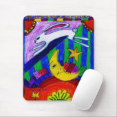 konijn vloog over de maan, muismat (Met muis)