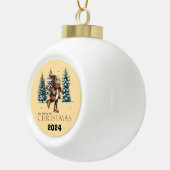 Konijn wacht op kerst keramische bal ornament (Rechts)