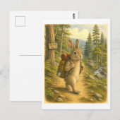 Konijn Wandel Illustratie Briefkaart (Voorkant / Achterkant)
