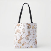Konijn Waterverf Floral Spring Pattern Tote Bag (Voorkant)