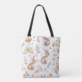 Konijn Waterverf Floral Spring Pattern Tote Bag (Achterkant)