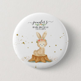 Konijn Wildlife bos babyshower stippen Ronde Button 5,7 Cm