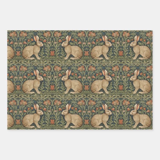 Konijn Willian Morris geïnspireerd inpakpapier (Voorkant)