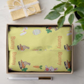 Konijn & wortels patroon op geel tissuepapier (Geschenk)