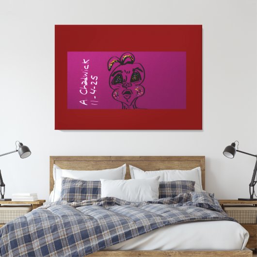 Konijn zonder idee op gespannen canvas (Insitu (Slaapkamer))
