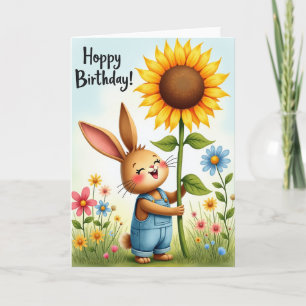 Konijn Zonnebloem Verjaardagskaart Kaart