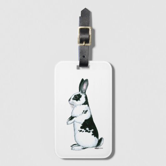 Konijn:  Zwart en Wit Bagagelabel (Voorkant (verticaal))
