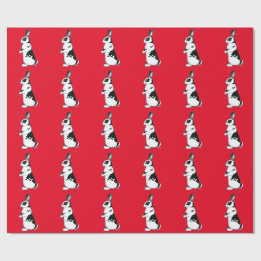 Konijn:  Zwart en wit Cadeaupapier (Vlak)