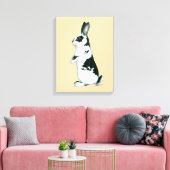 Konijn: Zwart-wit Canvas Afdruk (Insitu (Woonkamer))