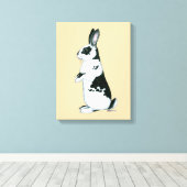 Konijn: Zwart-wit Canvas Afdruk (Insitu (Houten vloer))