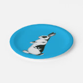 Konijn: Zwart-wit Papieren Bordje (Gekanteld)