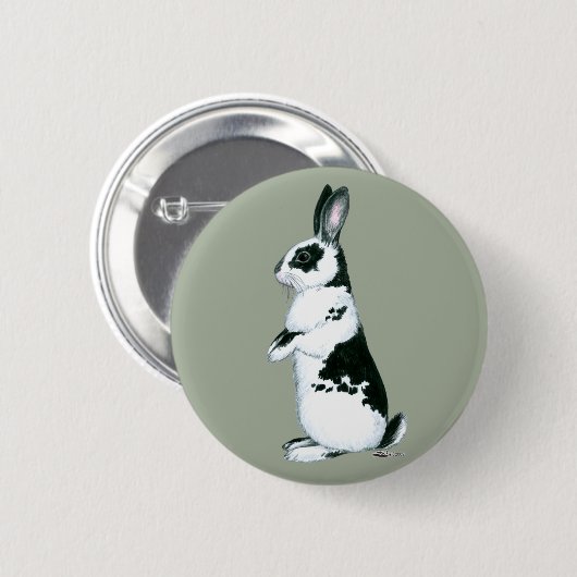 Konijn: Zwart-wit Ronde Button 5,7 Cm (Voorkant /achterkant)