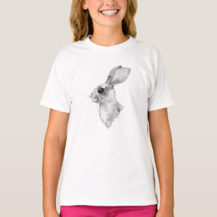 Konijn. Zwarte en witte waterverf T-shirt