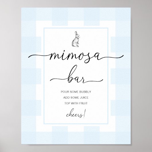 Konijnblauw geruit Mimosa Bar bord Poster (Voorkant)