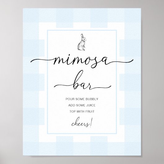 Konijnblauw geruite Mimosa Bar bord Poster (Voorkant)