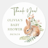 Konijnen Baby Shower: Natuurlijke Vreugde Ronde Sticker (Voorkant)