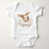 Konijnen babym meisje beige schattig romper (Voorkant)