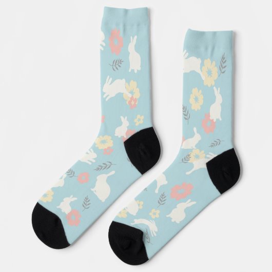Konijnen Bloemen Patroon Sokken (Links)