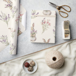 Konijnen Bloemen Verjaardag Cadeaupapier