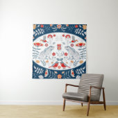 Konijnen, bloemen: volkskunst banner. wandkleed (In situ)