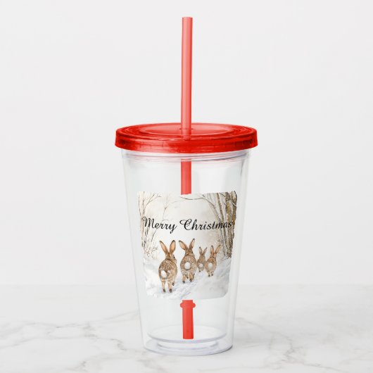 Konijnen bossen Kerstmis Acryl Drinkbeker (Voorkant)