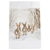 Konijnen bossen sneeuw Kerstmis Medium Cadeauzakje (Achterkant)