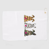 Konijnen Bunnies Leopard Camouflage Happy Paast Golfhanddoek (Horizontaal)