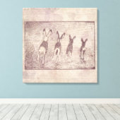 konijnen Bunny Art en Floral Flower Script Canvas Afdruk (Insitu (Houten vloer))