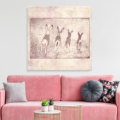 konijnen Bunny Art en Floral Flower Script Canvas Afdruk (Insitu (Woonkamer))