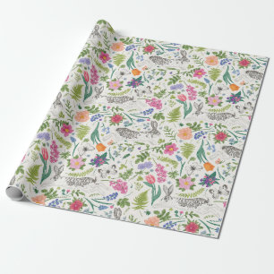Konijnen, Butterflies en Flowers Cadeaupapier