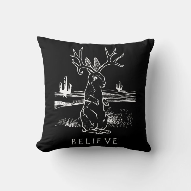 Konijnen Cadeau | Geloof Jackalope Kussen (Voorkant)