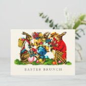  Konijnen Custom Paasbrunch Kaart (Staand voorkant)