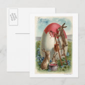 Konijnen die een eieren schilderen briefkaart (Voorkant / Achterkant)