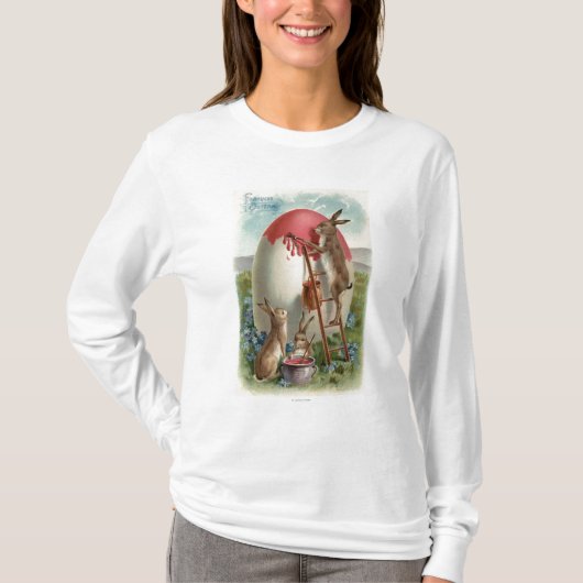 Konijnen die een eieren schilderen t-shirt (Voorkant)