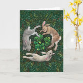 "Konijnen die kantelen." Wenskaart Kaart (Gele Bloem)