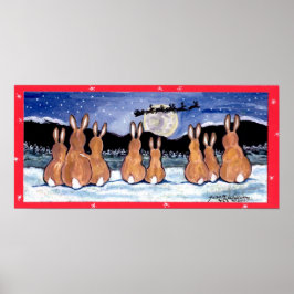 Konijnen die kerstmis met kerstmis Poster kijken