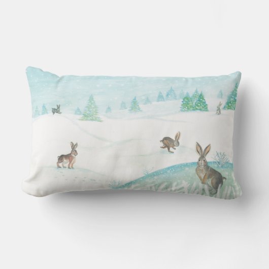 Konijnen die op sneeuw zitten en springen kussen (Voorkant)